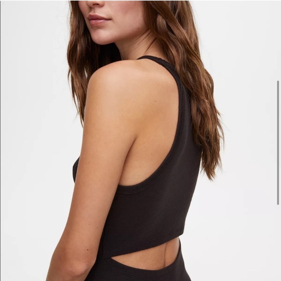 Aritzia Wilfred Free Black Yasmin Dress Bodycon Back Cut Out Midi Tank Dress XXS - Picture 6 of 10